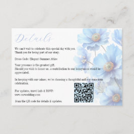 Soft Blue Himalayan Poppy Flower Garden Wedding  Informatiekaartje