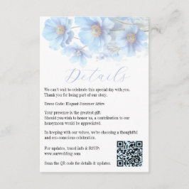 Soft Blue Himalayan Poppy Flower Garden Wedding  Informatiekaartje