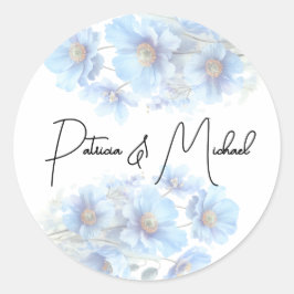 Soft Blue Himalayan Poppy Flower Garden Wedding  Ronde Sticker