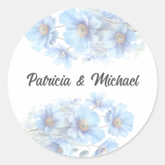 Soft Blue Himalayan Poppy Flower Garden Wedding  Ronde Sticker (Voorkant)
