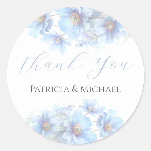 Soft Blue Himalayan Poppy Flower Garden Wedding Ronde Sticker (Voorkant)