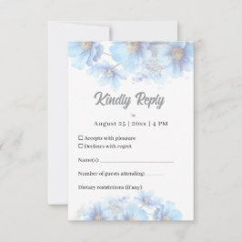 Soft Blue Himalayan Poppy Flower Garden Wedding  RSVP Kaartje