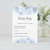 Soft Blue Himalayan Poppy Flower Garden Wedding RSVP Kaartje (Staand voorkant)