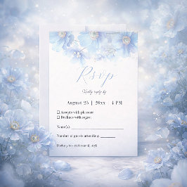 Soft Blue Himalayan Poppy Flower Garden Wedding  RSVP Kaartje