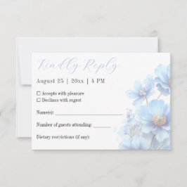 Soft Blue Himalayan Poppy Flower Garden Wedding  RSVP Kaartje