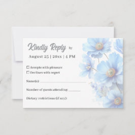 Soft Blue Himalayan Poppy Flower Garden Wedding  RSVP Kaartje