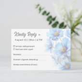 Soft Blue Himalayan Poppy Flower Garden Wedding RSVP Kaartje (Staand voorkant)