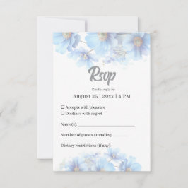Soft Blue Himalayan Poppy Flower Garden Wedding  RSVP Kaartje