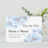 Soft Blue Himalayan Poppy Flower Garden Wedding Save The Date (Staand voorkant)