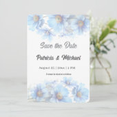 Soft Blue Himalayan Poppy Flower Garden Wedding  Save The Date (Staand voorkant)