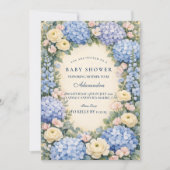 Soft Blue Hydrangea Elegance Baby Shower Kaart (Voorkant)