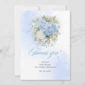 Soft Blue Hydrangea Eucalyptus thank you card Bedankkaart (Voorkant)