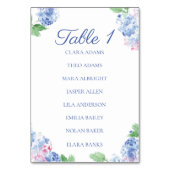 Soft Blue Hydrangea Wedding Seating Chart Card Kaart (Voorkant)