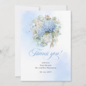 Soft Blue Hydrangeas Eucalyptus Wedding thank you Bedankkaart (Voorkant)