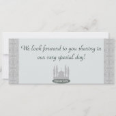 Soft Blue Islami Boarding Pass Wedding Invitation Kaart (Achterkant)