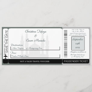 Soft Blue Islami Boarding Pass Wedding Invitation Kaart