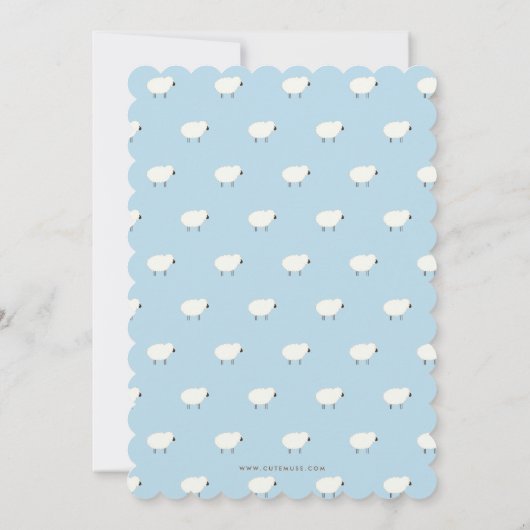 Soft Blue Little Lamb Baby shower per post Kaart (Achterkant)