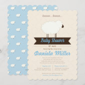 Soft Blue Little Lamb Baby shower per post Kaart (Voorkant / Achterkant)