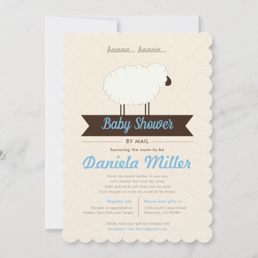 Soft Blue Little Lamb Baby shower per post Kaart (Voorkant)