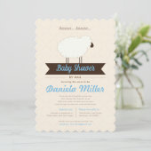 Soft Blue Little Lamb Baby shower per post Kaart (Staand voorkant)