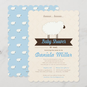 Soft Blue Little Lamb Baby shower per post Kaart