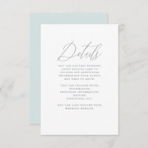 Soft Blue met Calligrafie Weddenschap Informatiekaartje