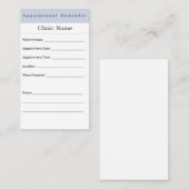 Soft Blue Minimal Appointment Card Afsprakenkaartje (Voorkant / Achterkant)