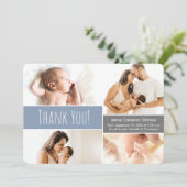 Soft Blue Modern Baby Photo Collage Bedankkaart (Staand voorkant)