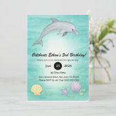 Soft Blue Ocean Dolphin Illustration Birthday  Kaart (Staand voorkant)