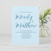 Soft Blue on Blue Wedding Invitation Kaart (Staand voorkant)