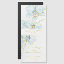 Soft Blue Orchid Sla de datum op Magnetische Uitnodiging