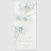 Soft Blue Orchid Sla de datum op Magnetische Uitnodiging (Voorkant)