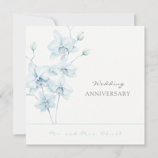Soft Blue Orchid Wedding Jubileum elk jaar Kaart (Voorkant)