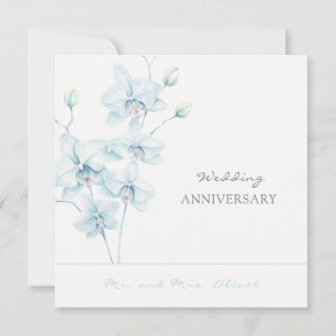 Soft Blue Orchid Wedding Jubileum elk jaar Kaart