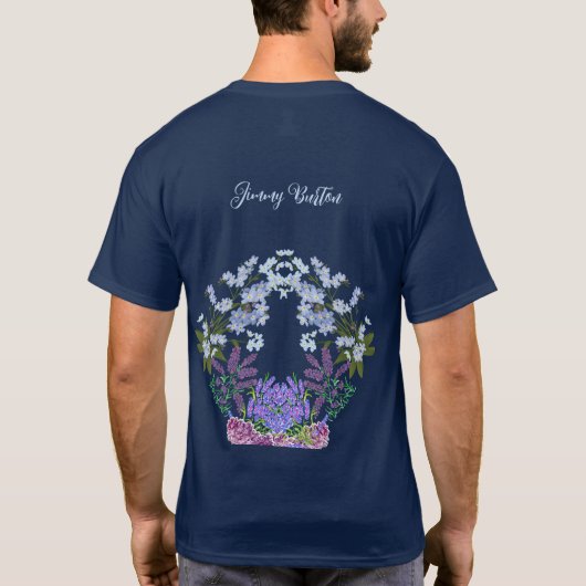 Soft Blue Pastel Hydrangeas Paarse Lila Verjaardag T-shirt (Achterkant)