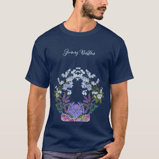 Soft Blue Pastel Hydrangeas Paarse Lila Verjaardag T-shirt (Voorkant)