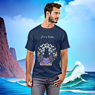 Soft Blue Pastel Hydrangeas Paarse Lila Verjaardag T-shirt