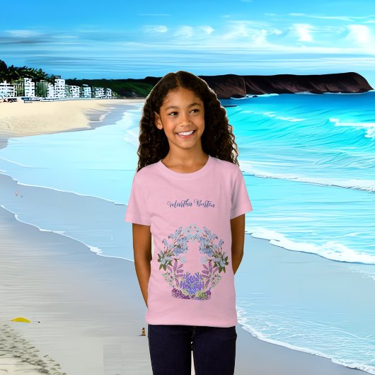 Soft Blue Pastel Hydrangeas Paarse Lila Verjaardag T-shirt