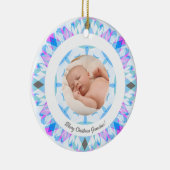 Soft Blue Pastels Custom Christmas Photo Afbeeldin Keramisch Ornament (Rechts)