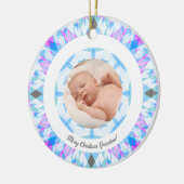 Soft Blue Pastels Custom Christmas Photo Afbeeldin Keramisch Ornament (Links)