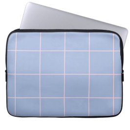 Soft Blue & Pink Grid Pattern Laptop Sleeve
