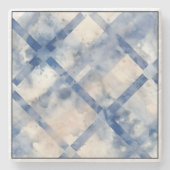 Soft Blue Plaid Square Sandstone Onderzetter (Voorkant)