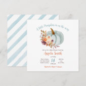 Soft Blue Pumpkin Rustic Floral Baby shower Kaart (Voorkant / Achterkant)