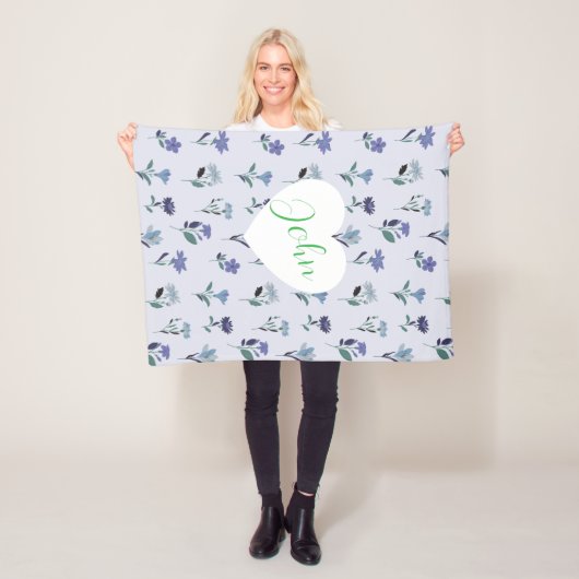 Soft Blue Purple Pink Floral Pattern Baby Blanket  Fleece Deken (In situ)