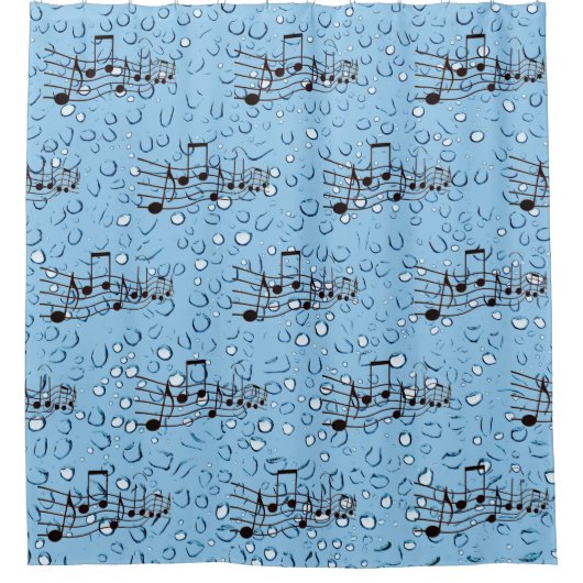 Soft Blue - Raindrops - Musical Douchegordijn (Voorkant)
