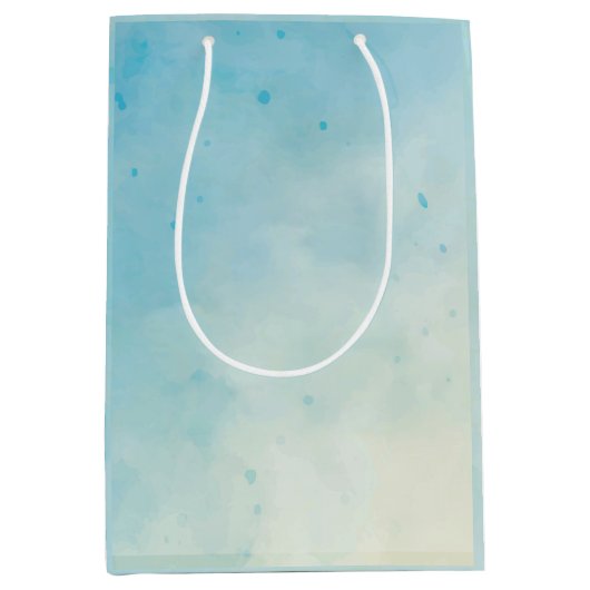 Soft Blue & Roos Aquarel Gift Bag Medium Cadeauzakje (Voorkant)
