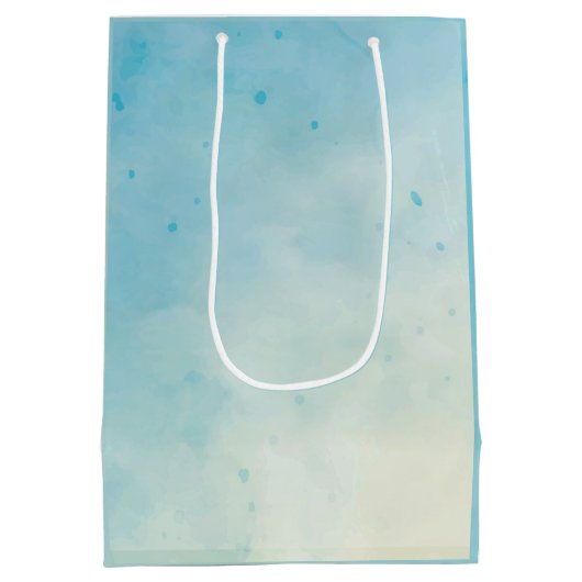 Soft Blue & Roos Aquarel Gift Bag Medium Cadeauzakje (Achterkant)