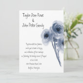 Soft Blue Rozen huwelijksuitnodiging Kaart (Staand voorkant)