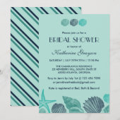 Soft Blue Seashells Invitation for Summer Wedding Kaart (Voorkant / Achterkant)