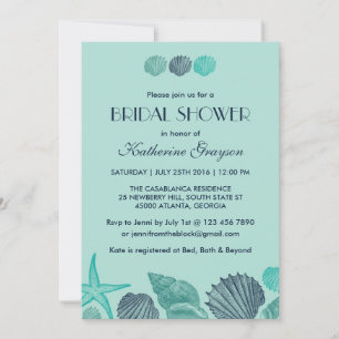 Soft Blue Seashells Invitation for Summer Wedding Kaart